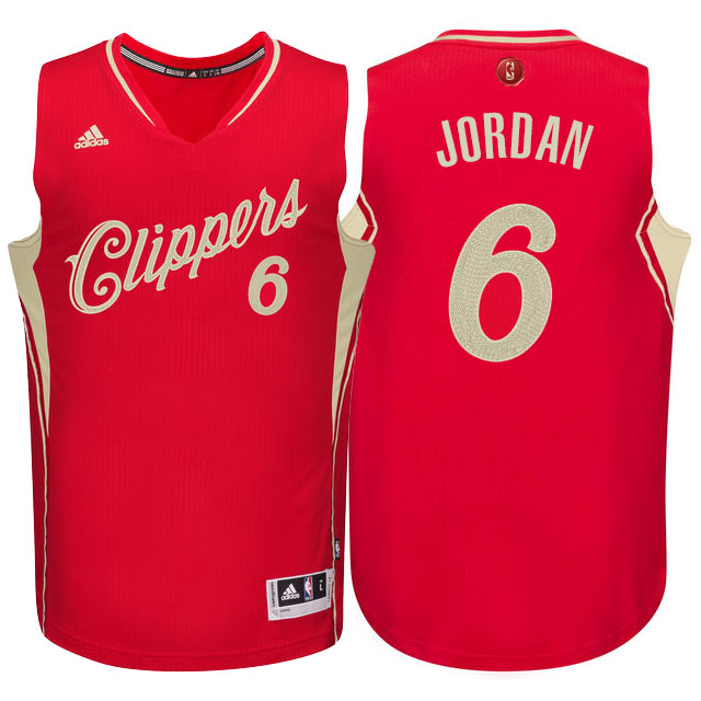 NBA 2015-16 Season Los Angeles Clippers #6 DeAndre Jordan Christmas Red Jersey NBA 2015-16 Season Los Angeles Clippers #6 DeAndre Jordan Christmas Red Jersey