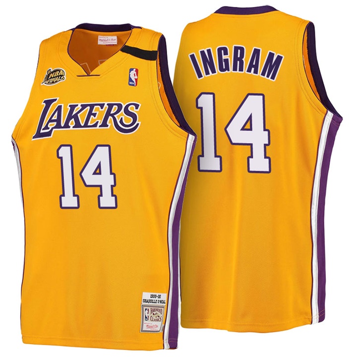 NBA Los Angeles Lakers #14 Brandon Ingram Gold 1999-00 Hardwood Classics Throwback Jersey NBA Los Angeles Lakers #14 Brandon Ingram Gold 1999-00 Hardwood Classics Throwback Jersey