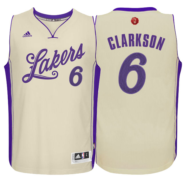 NBA 2015-16 Season Los Angeles Lakers #6 Jordan Clarkson Christmas Day White Jersey