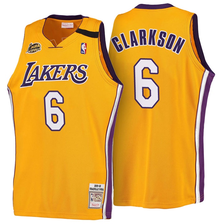 NBA Los Angeles Lakers #6 Jordan Clarkson Gold 1999-00 Hardwood Classics Throwback Jersey