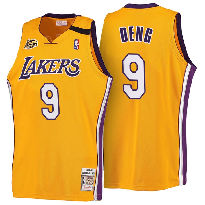 NBA Los Angeles Lakers #9 Luol Deng Gold 1999-00 Hardwood Classics Throwback Jersey