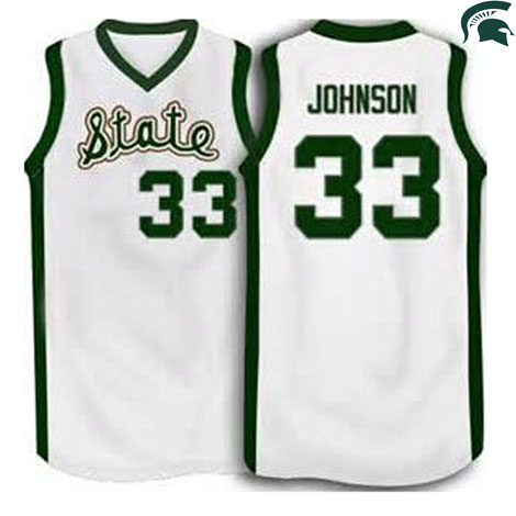 Magic Johnson Michigan State Spartans #33 College Basketball White Jersey Magic Johnson Michigan State Spartans #33 College Basketball White Jersey