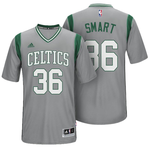Marcus Smart Boston Celtics #36 Gray Alternate Parquet Pride New Swingman Jersey