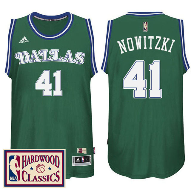 2016-17 Season Dallas Mavericks #41 Hardwood Classics Throwback Green Jersey Dirk Nowitzki
