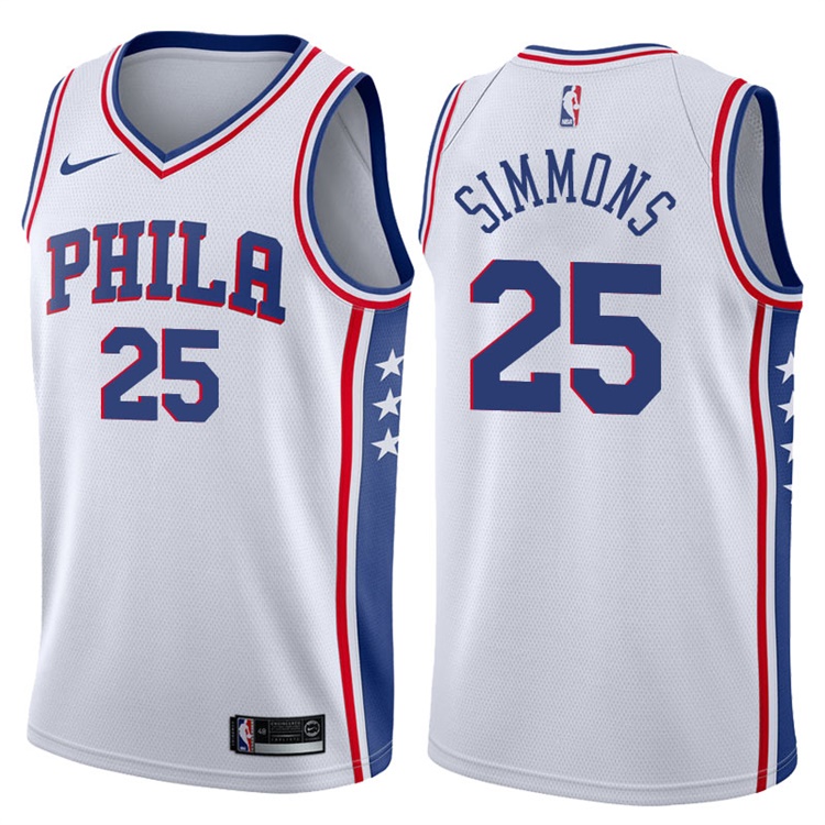 2017-18 Season Ben Simmons Philadelphia 76ers #25 Association White Swingman Jersey 2017-18 Season Ben Simmons Philadelphia 76ers #25 Association White Swingman Jersey