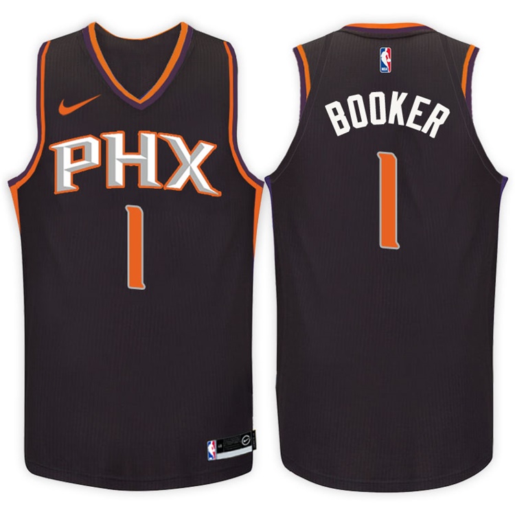 2017-18 Season Devin Booker Phoenix Suns #1 Statement Black Swingman Jersey 2017-18 Season Devin Booker Phoenix Suns #1 Statement Black Swingman Jersey