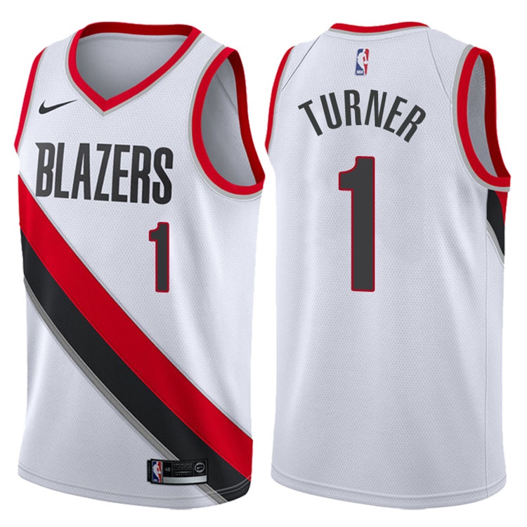 2017-18 Season Evan Turner Portland Trail Blazers #1 Association White Swingman Jersey 2017-18 Season Evan Turner Portland Trail Blazers #1 Association White Swingman Jersey