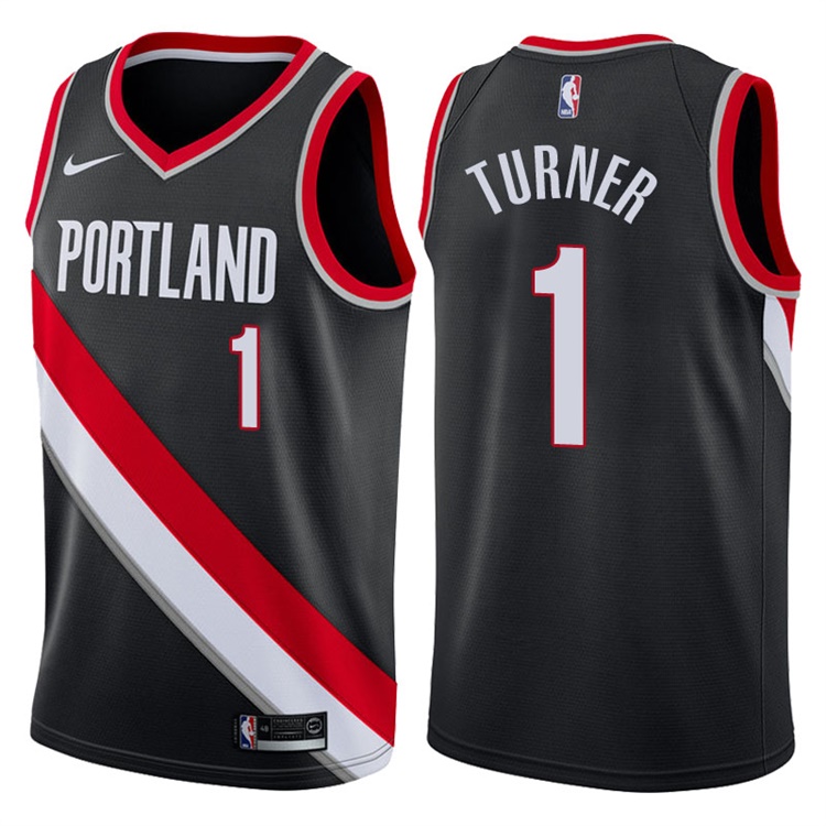 2017-18 Season Evan Turner Portland Trail Blazers #1 Icon Black Swingman Jersey