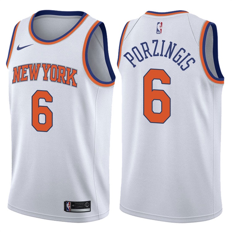 2017-18 Season Kristaps Porzingis New York Knicks #6 Association White Swingman Jersey 2017-18 Season Kristaps Porzingis New York Knicks #6 Association White Swingman Jersey