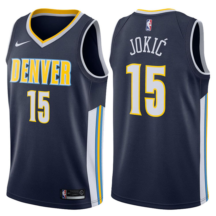 2017-18 Season Nikola Jokic Denver Nuggets #15 Icon Navy Swingman Jersey
