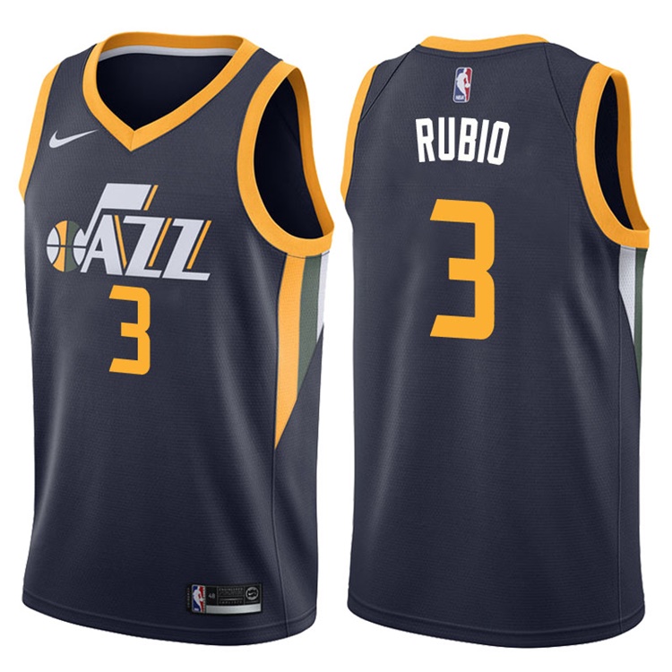 2017-18 Season Ricky Rubio Utah Jazz #3 Icon Navy Swingman Jersey