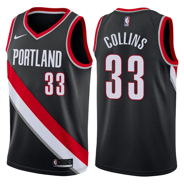 2017-18 Season Zach Collins Portland Trail Blazers #33 Icon Black Swingman Jersey