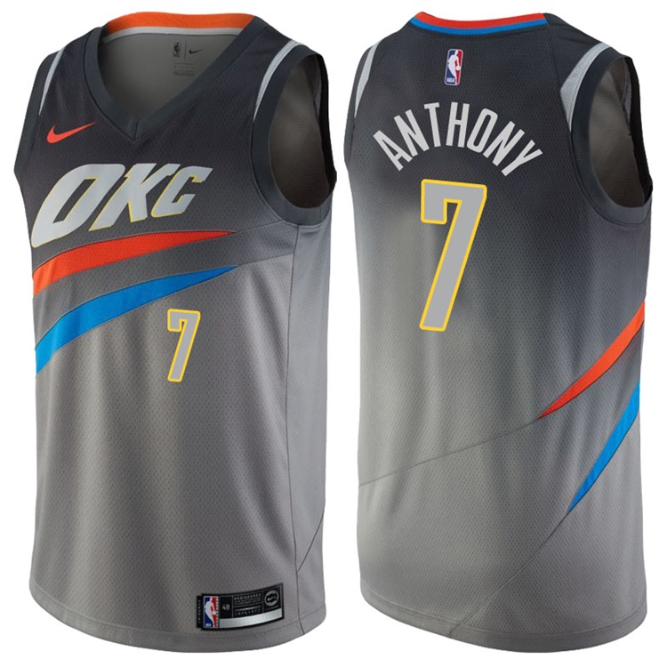 2017-18 Season Carmelo Anthony Oklahoma City Thunder #7 City Edition Gray Swingman Jersey