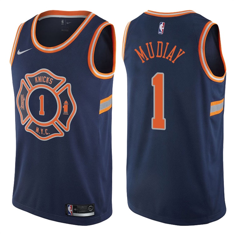 2017-18 Season Emmanuel Mudiay New York Knicks #1 City Edition Navy Swingman Jersey