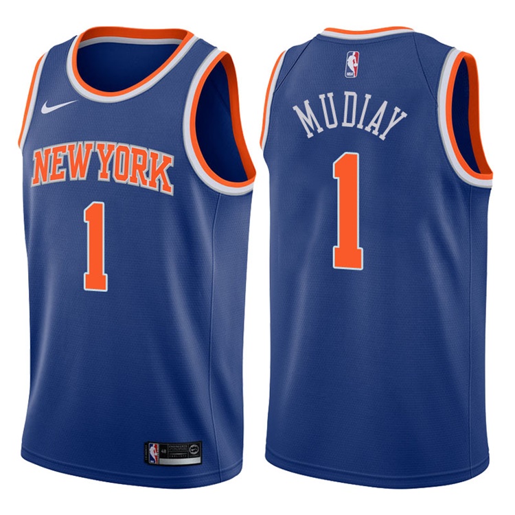 2017-18 Season Emmanuel Mudiay New York Knicks #1 Icon Blue Swingman Jersey