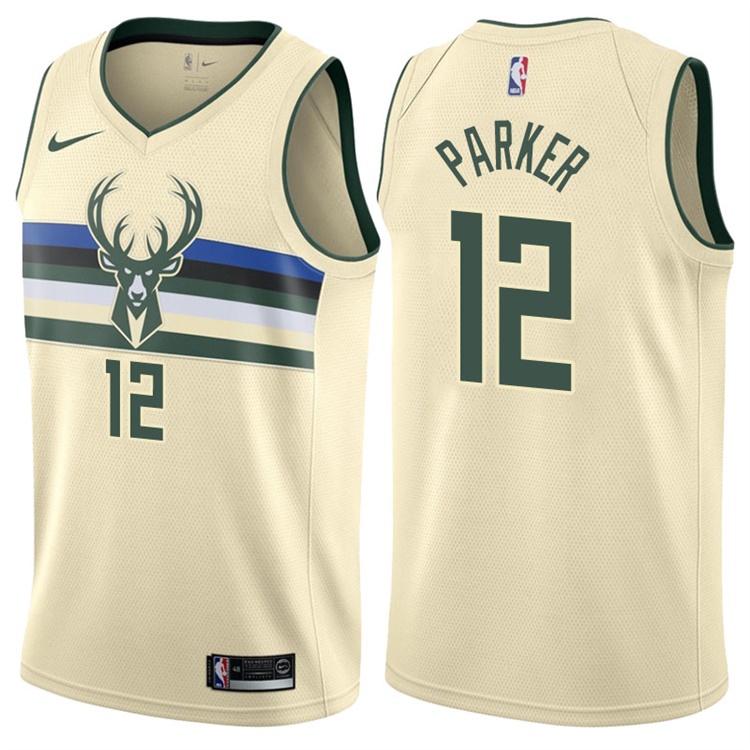 2017-18 Season Jabari Parker Milwaukee Bucks #12 City Edition Cream Swingman Jersey 2017-18 Season Jabari Parker Milwaukee Bucks #12 City Edition Cream Swingman Jersey