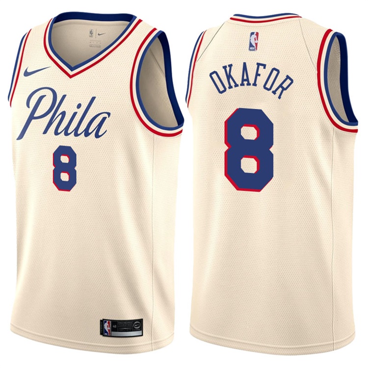 2017-18 Season Jahlil Okafor Philadelphia 76ers #8 City Edition Cream Swingman Jersey 2017-18 Season Jahlil Okafor Philadelphia 76ers #8 City Edition Cream Swingman Jersey