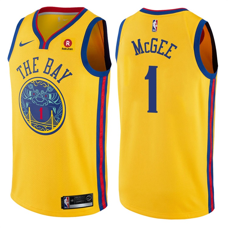 2017-18 Season JaVale McGee Golden State Warriors #1 City Edition Gold Swingman Jersey