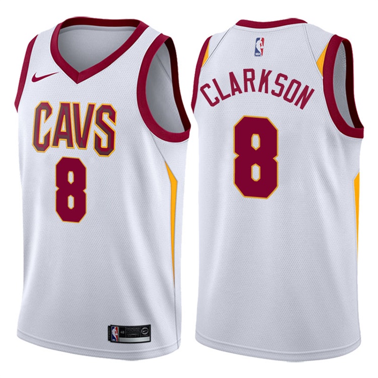 2017-18 Season Jordan Clarkson Cleveland Cavaliers #8 Association White Swingman Jersey 2017-18 Season Jordan Clarkson Cleveland Cavaliers #8 Association White Swingman Jersey