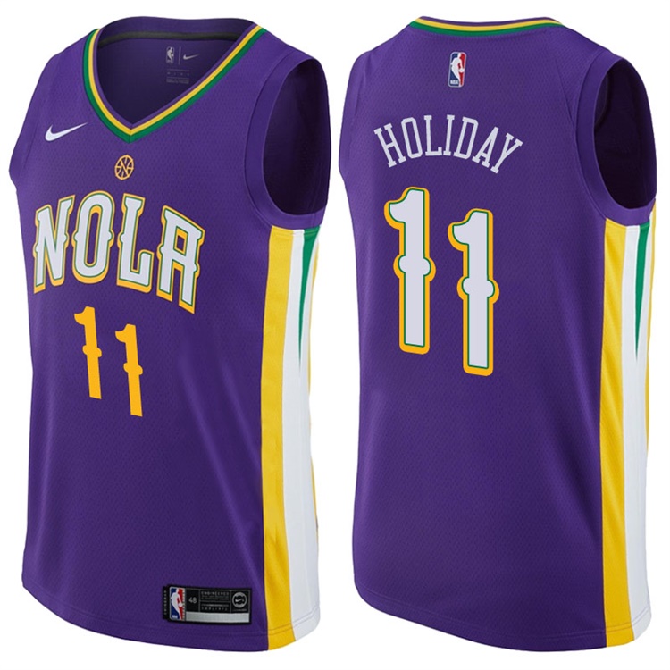 2017-18 Season Jrue Holiday New Orleans Pelicans #11 City Edition Purple Swingman Jersey