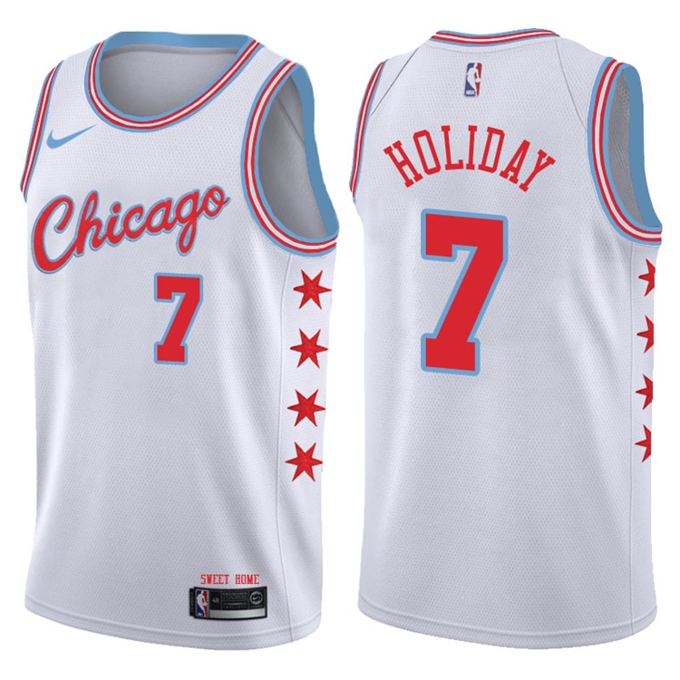 2017-18 Season Justin Holiday Chicago Bulls #7 City Edition White Swingman Jersey 2017-18 Season Justin Holiday Chicago Bulls #7 City Edition White Swingman Jersey