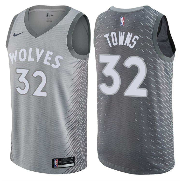 2017-18 Season Karl-Anthony Towns Minnesota Timberwolves #32 City Edition Gray Swingman Jersey