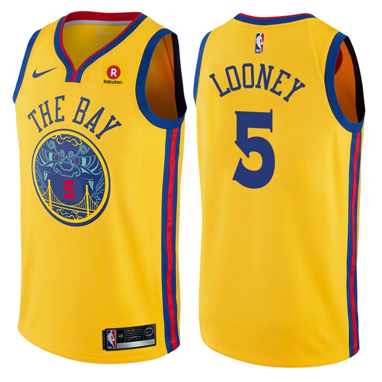 2017-18 Season Kevon Looney Golden State Warriors #5 City Edition Gold Swingman Jersey 2017-18 Season Kevon Looney Golden State Warriors #5 City Edition Gold Swingman Jersey