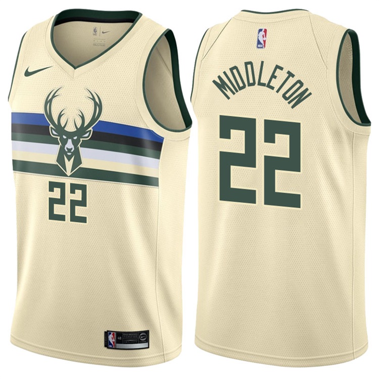 2017-18 Season Khris Middleton Milwaukee Bucks #22 City Edition Cream Swingman Jersey