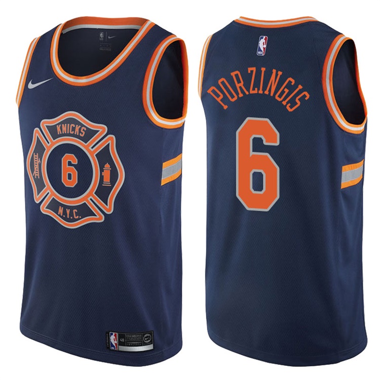 2017-18 Season Kristaps Porzingis New York Knicks #6 City Edition Navy Swingman Jersey 2017-18 Season Kristaps Porzingis New York Knicks #6 City Edition Navy Swingman Jersey
