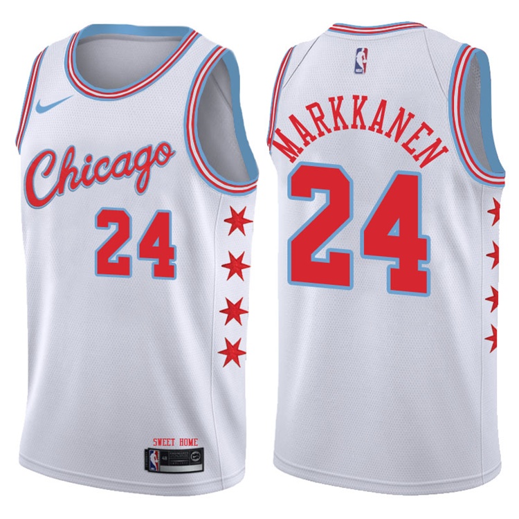 2017-18 Season Lauri Markkanen Chicago Bulls #24 City Edition White Swingman Jersey 2017-18 Season Lauri Markkanen Chicago Bulls #24 City Edition White Swingman Jersey