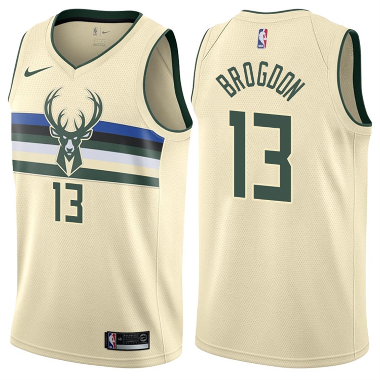 2017-18 Season Malcolm Brogdon Milwaukee Bucks #13 City Edition Cream Swingman Jersey