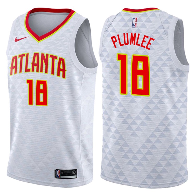 2017-18 Season Miles Plumlee Atlanta Hawks #18 Association White Swingman Jersey
