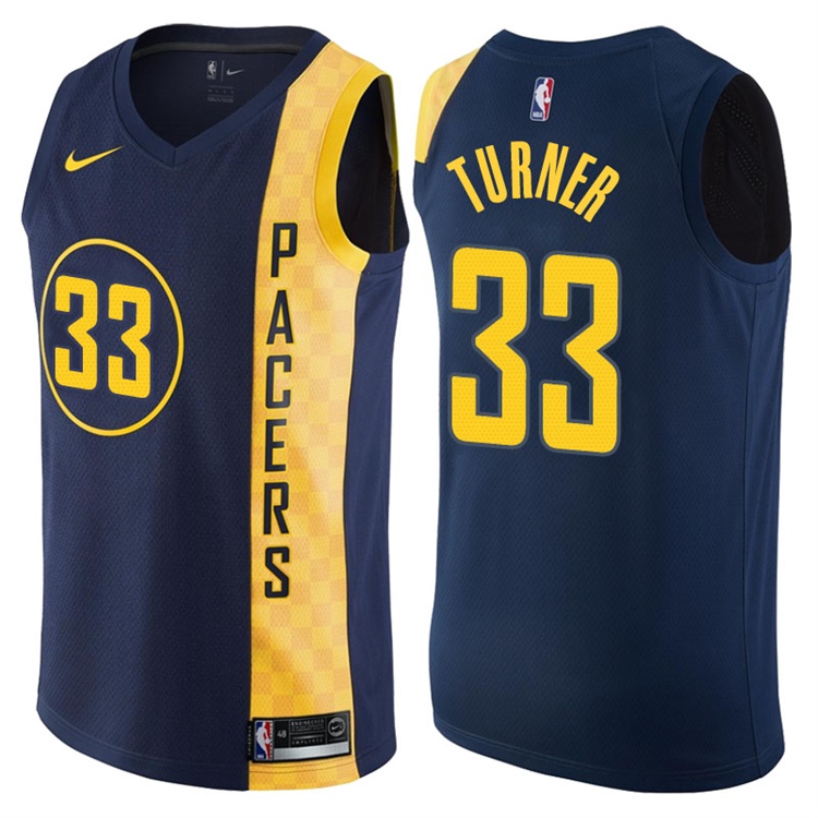 2017-18 Season Myles Turner Indiana Pacers #33 City Edition Navy Swingman Jersey