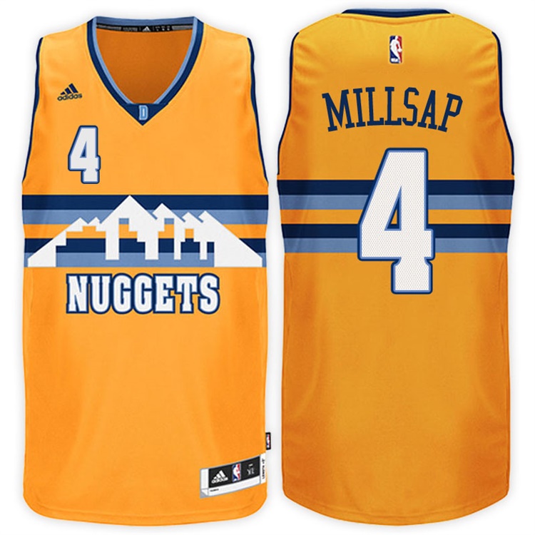 Paul Millsap Denver Nuggets #4 Alternate Gold New Swingman Jersey With 2023 NBA finals patch Paul Millsap Denver Nuggets #4 Alternate Gold New Swingman Jersey With 2023 NBA finals patch