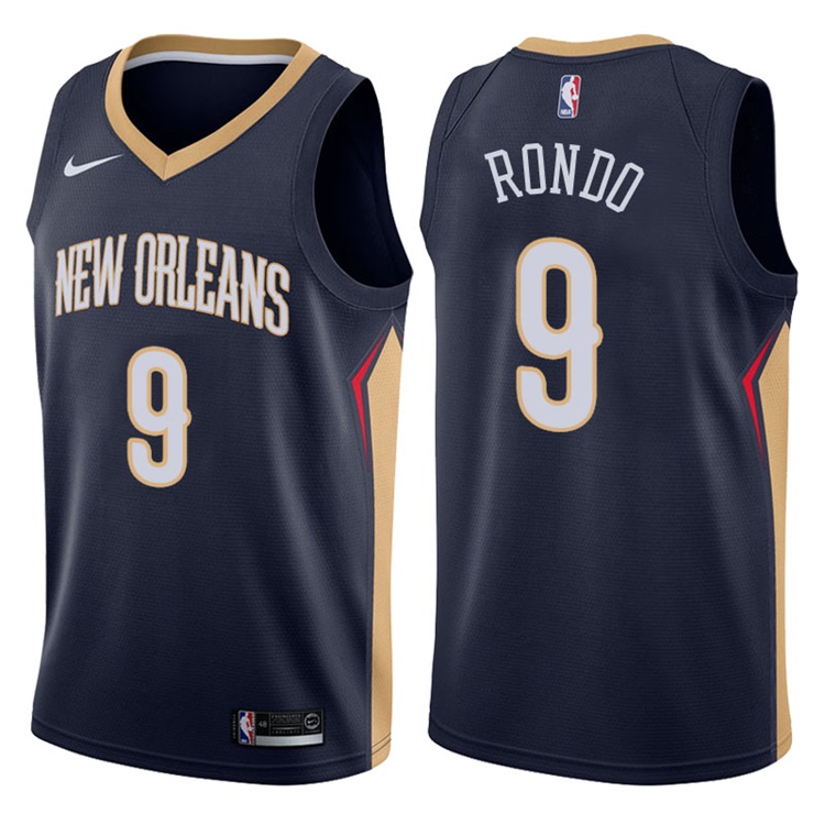 2017-18 Season Rajon Rondo New Orleans Pelicans #9 Icon Navy Swingman Jersey