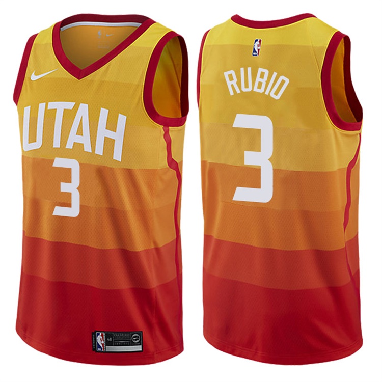 2017-18 Season Ricky Rubio Utah Jazz #3 City Edition Red Swingman Jersey