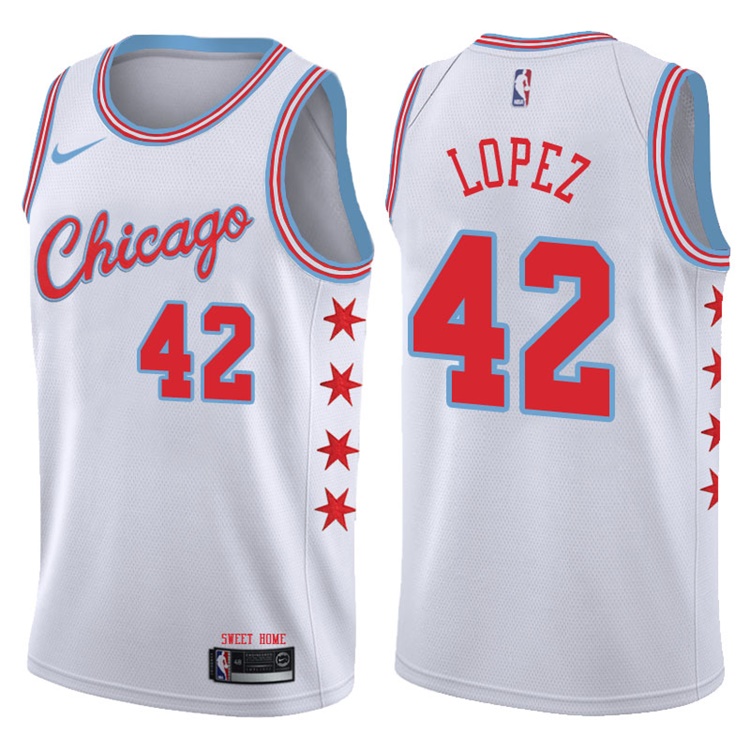2017-18 Season Robin Lopez Chicago Bulls #42 City Edition White Swingman Jersey