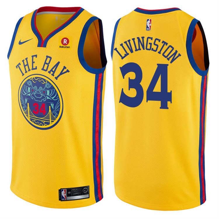 2017-18 Season Shaun Livingston Golden State Warriors #34 City Edition Gold Swingman Jersey