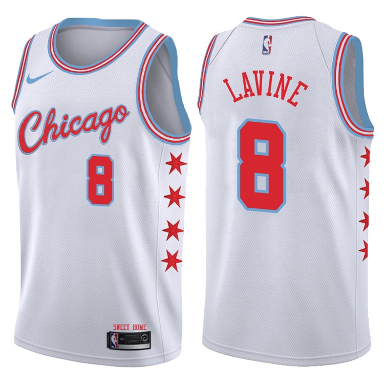 2017-18 Season Zach LaVine Chicago Bulls #8 City Edition White Swingman Jersey