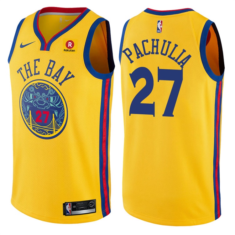 2017-18 Season Zaza Pachulia Golden State Warriors #27 City Edition Gold Swingman Jersey 2017-18 Season Zaza Pachulia Golden State Warriors #27 City Edition Gold Swingman Jersey