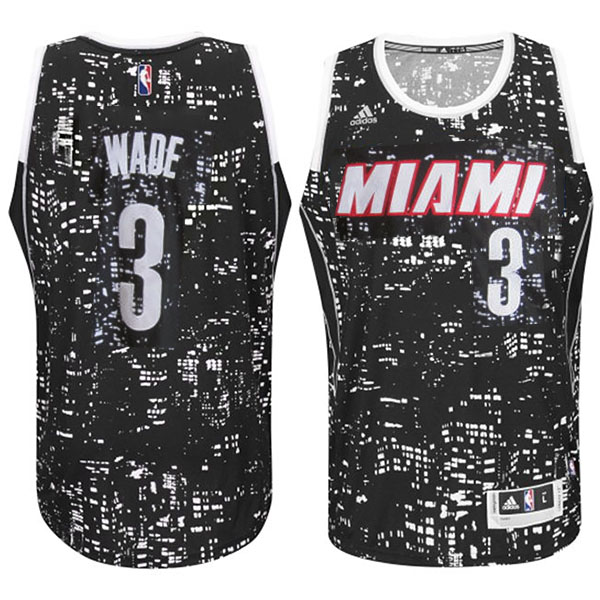 Miami Heat #3 Dwyane Wade City Lights Black Swingman Jersey With 2023 NBA finals patch 