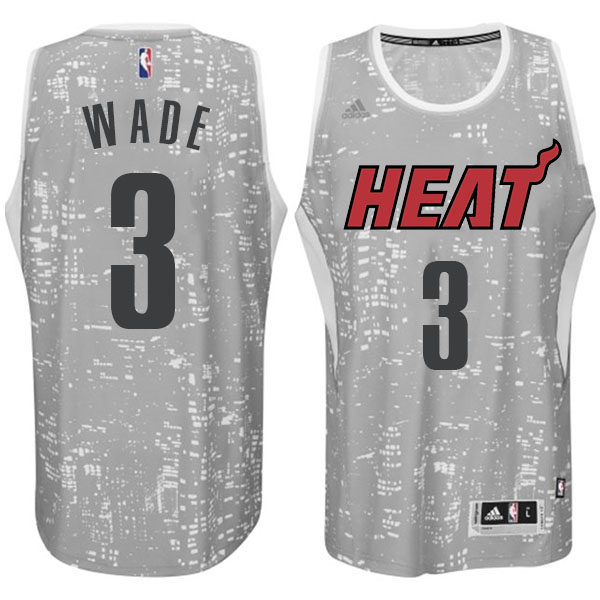 Miami Heat #3 Dwyane Wade City Lights Gray Swingman Jersey With 2023 NBA finals patch 