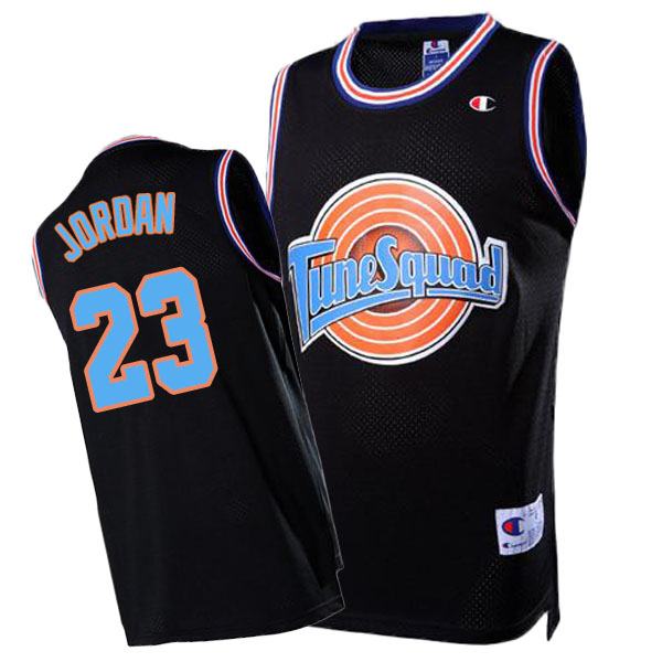 Space Jam #23 Michael Jordan Tune Squad Throwback Black Jersey Space Jam #23 Michael Jordan Tune Squad Throwback Black Jersey