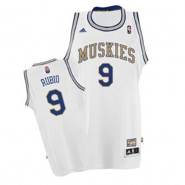 Ricky Rubio Minnesota Muskies #9 ABA Hardwood Classic White Jersey