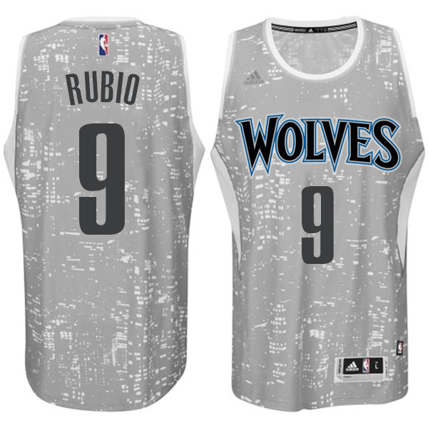 Minnesota Timberwolves #9 Ricky Rubio City Lights Gray Swingman Jersey