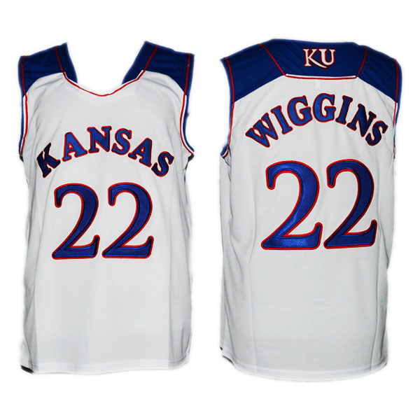 Andrew Wiggins NCAA Kansas Jayhawks #22 College White Basketball Jersey Andrew Wiggins NCAA Kansas Jayhawks #22 College White Basketball Jersey