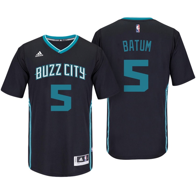Nicolas Batum Charlotte Hornets #5 Black Buzz City Pride Sleeved Swingman Jersey