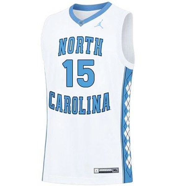 Vince Carter North Carolina Tar Heels #15 Tackle Twill Basketball White Jersey
