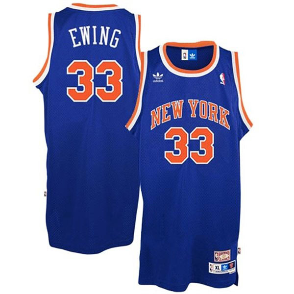 Patrick Ewing New York Knicks #33 Blue Hardwood Classics Throwback Jersey
