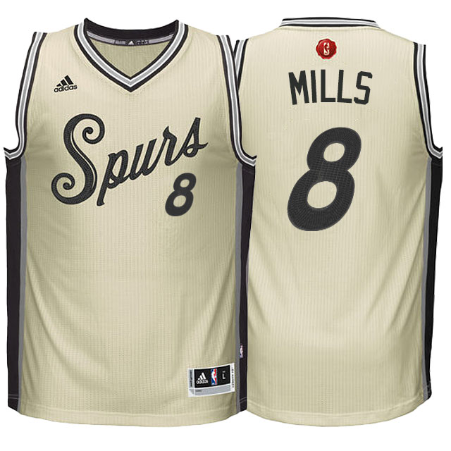 NBA 2015-16 Season San Antonio Spurs #8 Patty Mills Christmas Day Cream Jersey